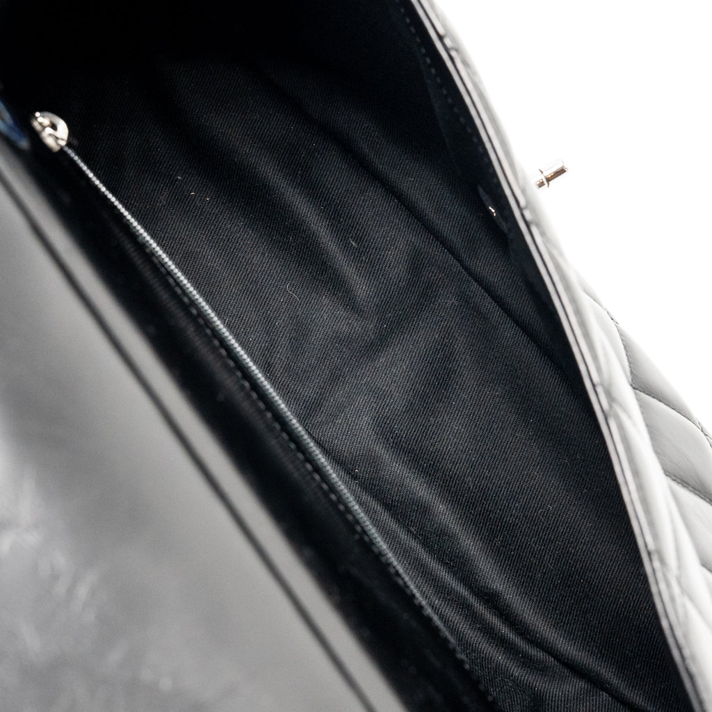 Chanel Quilted Small CC Delivery Flap Bag Glazed Calfskin Black SHW