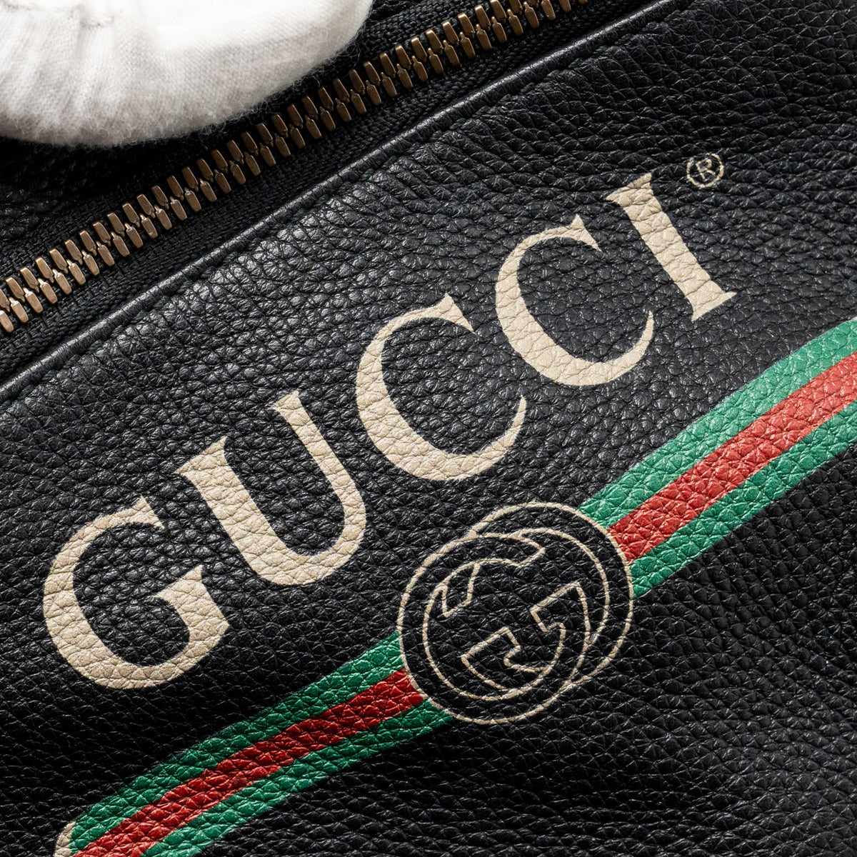 GUCCI MINI PRINT BELT BAG CALFSKIN BLACK GHW