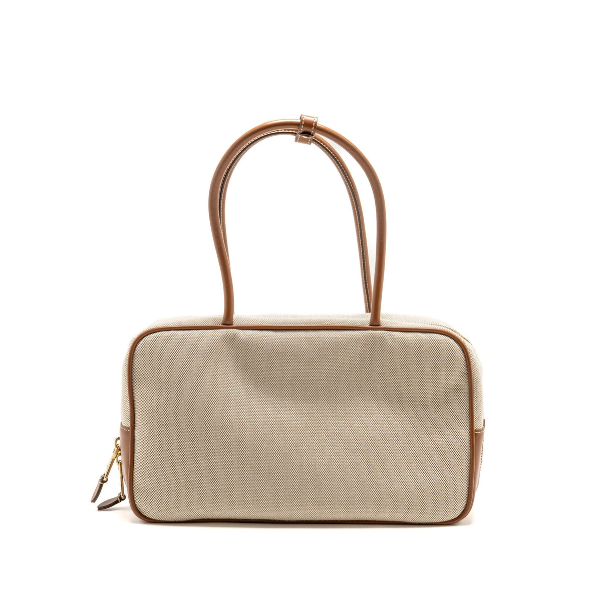 Miu Miu Large Beau Bag Canvas/Leather Beige/Brandy GHW