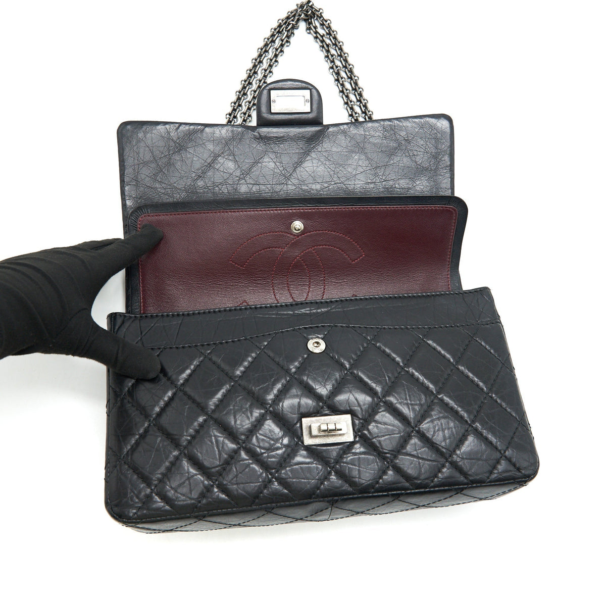 CHANEL REISSUE 226 IN BLACK RUTHENIUM SILVER HARDWARE