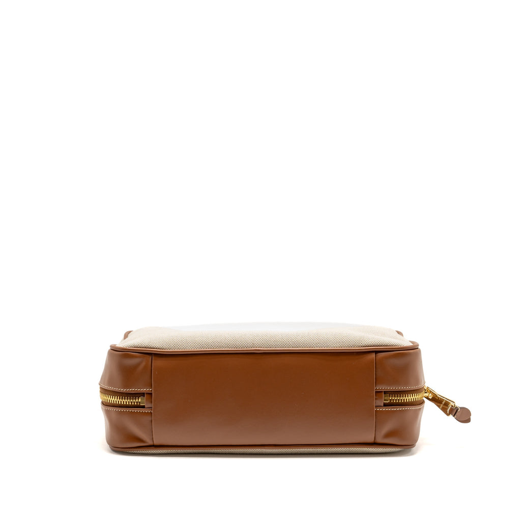 Miu Miu Large Beau Bag Canvas/Leather Beige/Brandy GHW