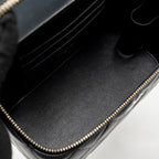 CHANEL TOP HANDLE LONG VANITY CASE WITH CHAIN LAMBSKIN BLACK LGHW (MICROCHIP)