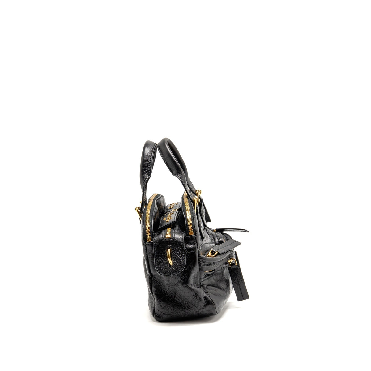 Dior Small Grand Tour Bowling Bag Crinkled Calfskin Black GHW