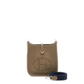 Hermes Mini Evelyne Clemence Etoupe / Blue Indigo SHW