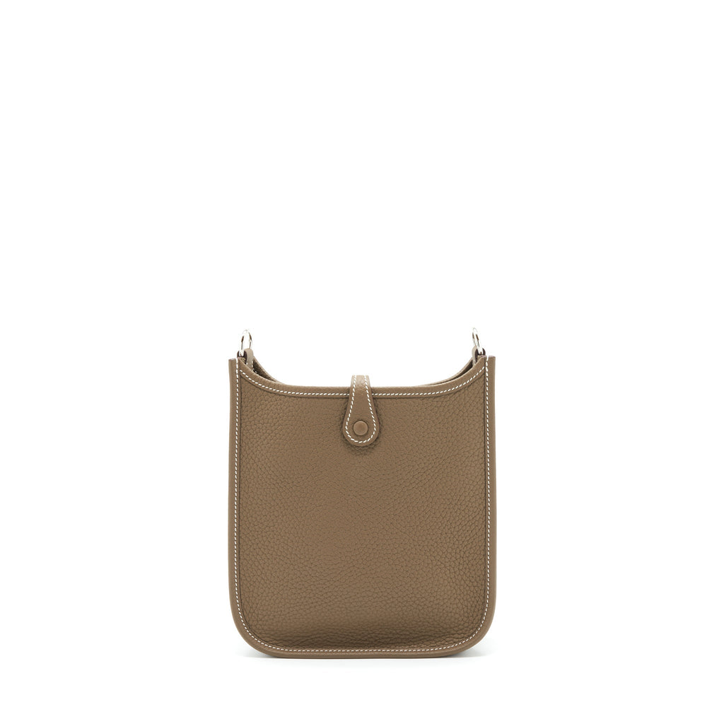 Hermes Mini Evelyne Clemence Etoupe / Blue Indigo SHW