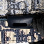 DIOR LARGE BOOK TOTE OBLIQUE EMBROIDERY ECRU/BLUE