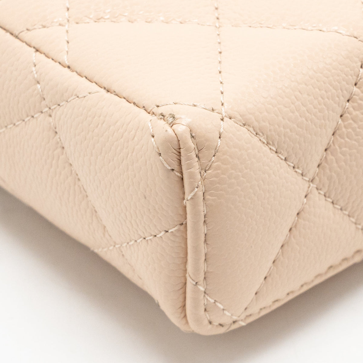 Chanel Classic Mini Vanity Bag Charm Grained Shiny Calfskin Light Pink LGHW (Microchip)