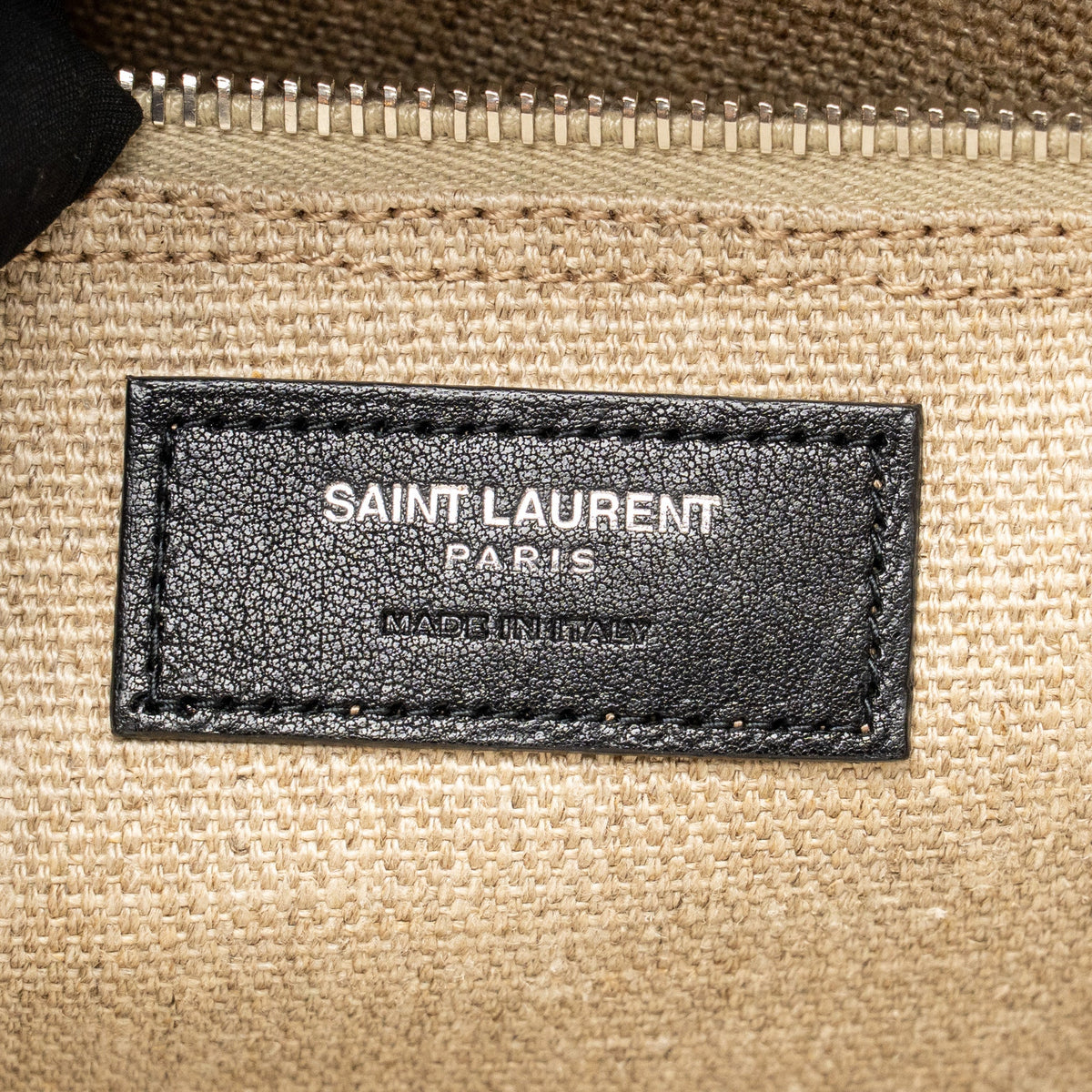 Saint Laurent/YSL Rive Gauche Tote Bag Canvas/ Leather Light Beige/ Black