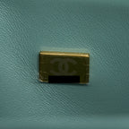 CHANEL 22C SMALL CLASSIC DOUBLE FLAP BAG CAVIAR NG124 GREYISH GREEN LGHW (MICROCHIP)
