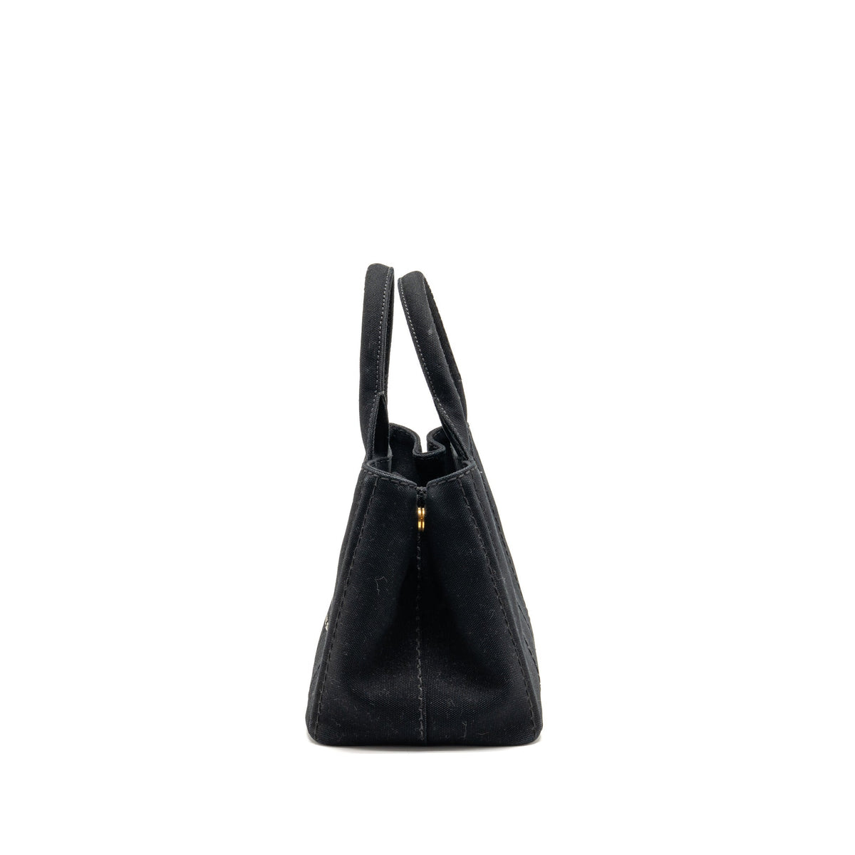 Prada Small Canapa Tote Bag Canvas Black/White GHW