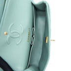 CHANEL 22C SMALL CLASSIC DOUBLE FLAP BAG CAVIAR NG124 GREYISH GREEN LGHW (MICROCHIP)