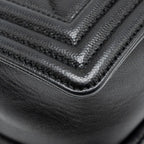 CHANEL MEDIUM BOY BAG CHEVRON CAVIAR BLACK RUTHENIUM SILVER HARDWARE