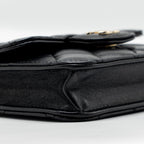 CHANEL MINI TOP HANDLE FLAP COIN PURSE WITH CHAIN LAMBSKIN BLACK LGHW