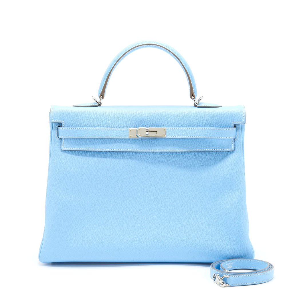 Hermes Kelly 35 Epsom 7N Celeste SHW