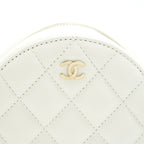 CHANEL ROUND MINI BAG CAVIAR WHITE LGHW