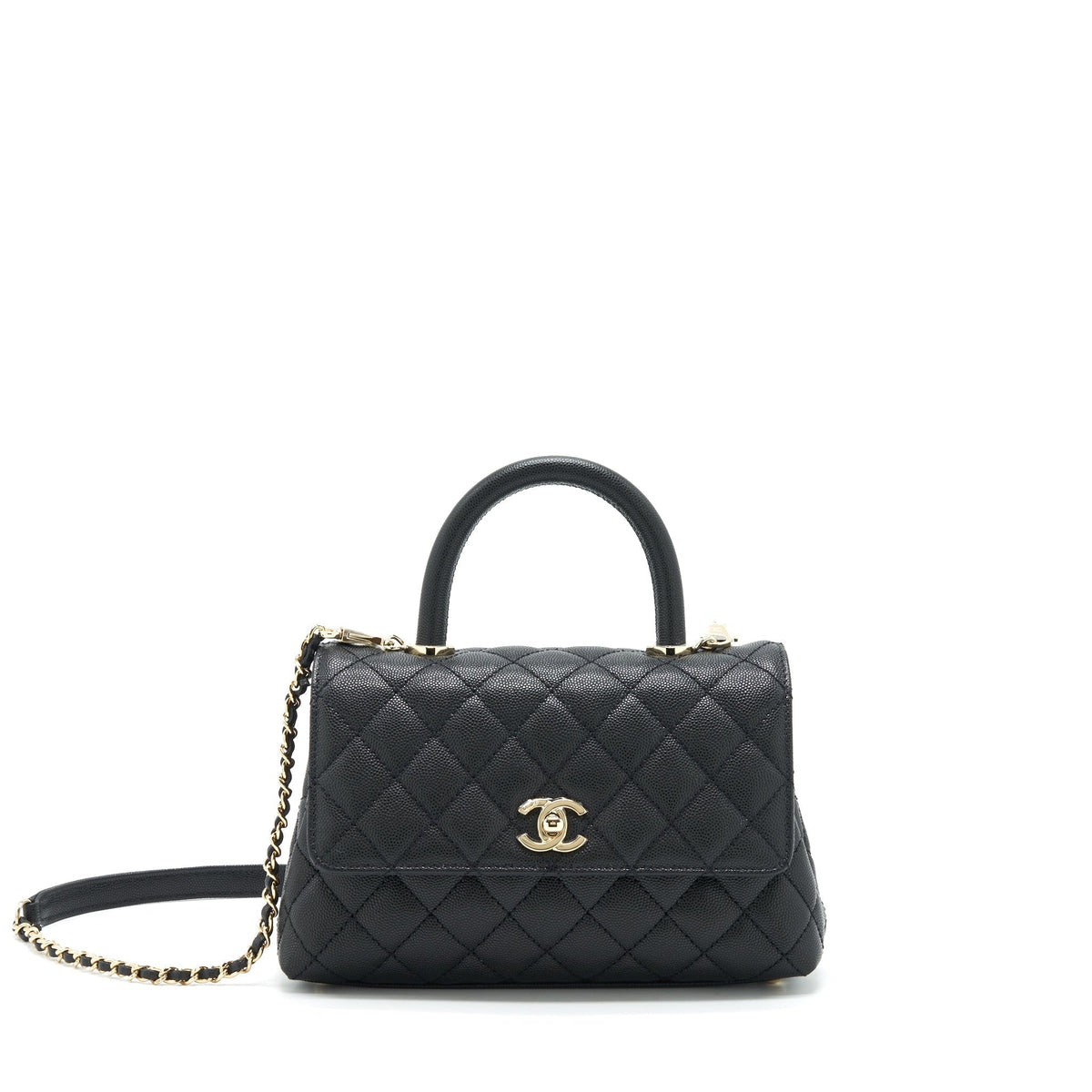 CHANEL 22P SMALL COCO HANDLE CAVIAR BLACK LGHW (MICROCHIP)