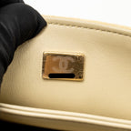 Chanel Shearling Quilted CC Logo Flap Bag with Chain Lambskin Beige GHW (Microchip)