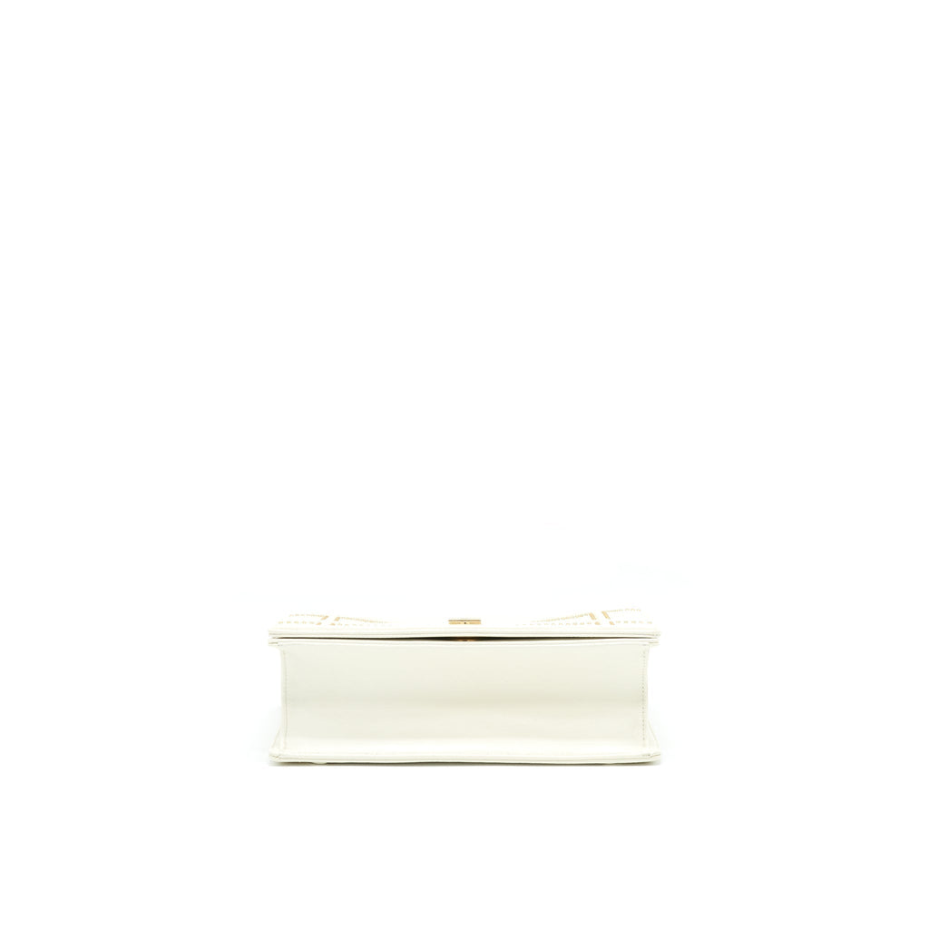 DIOR MEDIUM STUDDED DIORAMA WHITE GHW