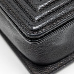 CHANEL SMALL BOY BAG GRAINED CALFSKIN BLACK GHW