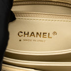 Chanel Shearling Quilted CC Logo Flap Bag with Chain Lambskin Beige GHW (Microchip)