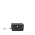 CHANEL 22P LONG VANITY WITH LOGO CHAIN CAVIAR BLACK LGHW