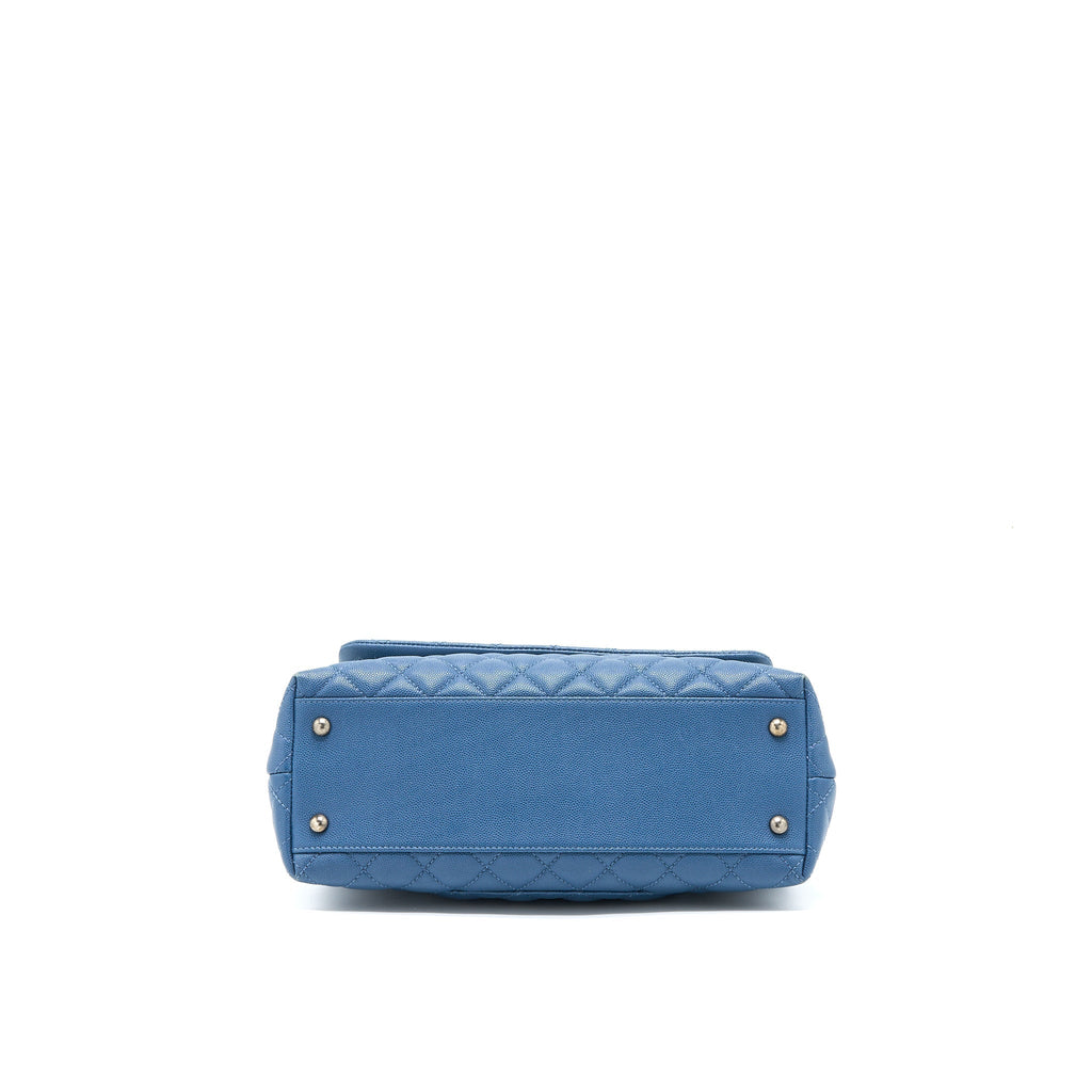 CHANEL MEDIUM COCO HANDLE CAVIAR BLUE RUTHENIUM SHW