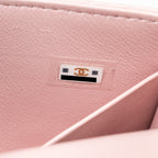 CHANEL 22B FLAP BAG WITH ENAMEL TOP HANDLE LAMBSKIN LIGHT PINK GHW (MICROCHIP)