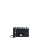 CHANEL CLASSIC MINI RECTANGULAR FLAP BAG LAMBSKIN BLACK LGHW (MICROCHIP)
