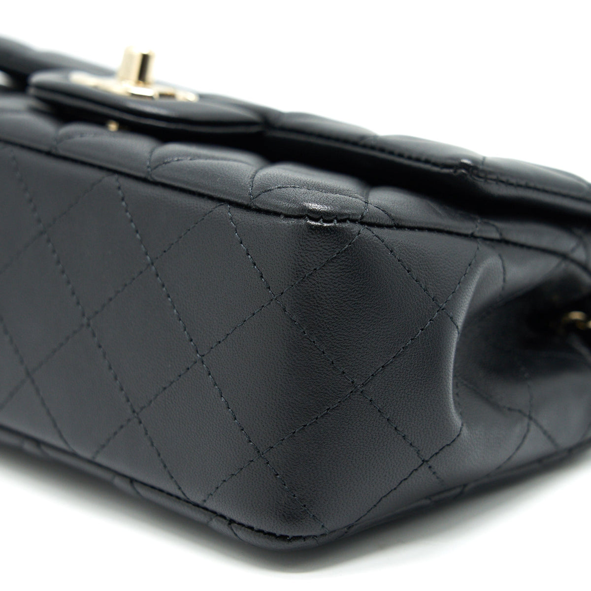 CHANEL MINI RECTANGULAR FLAP BAG BLACK LGHW SERIAL 30
