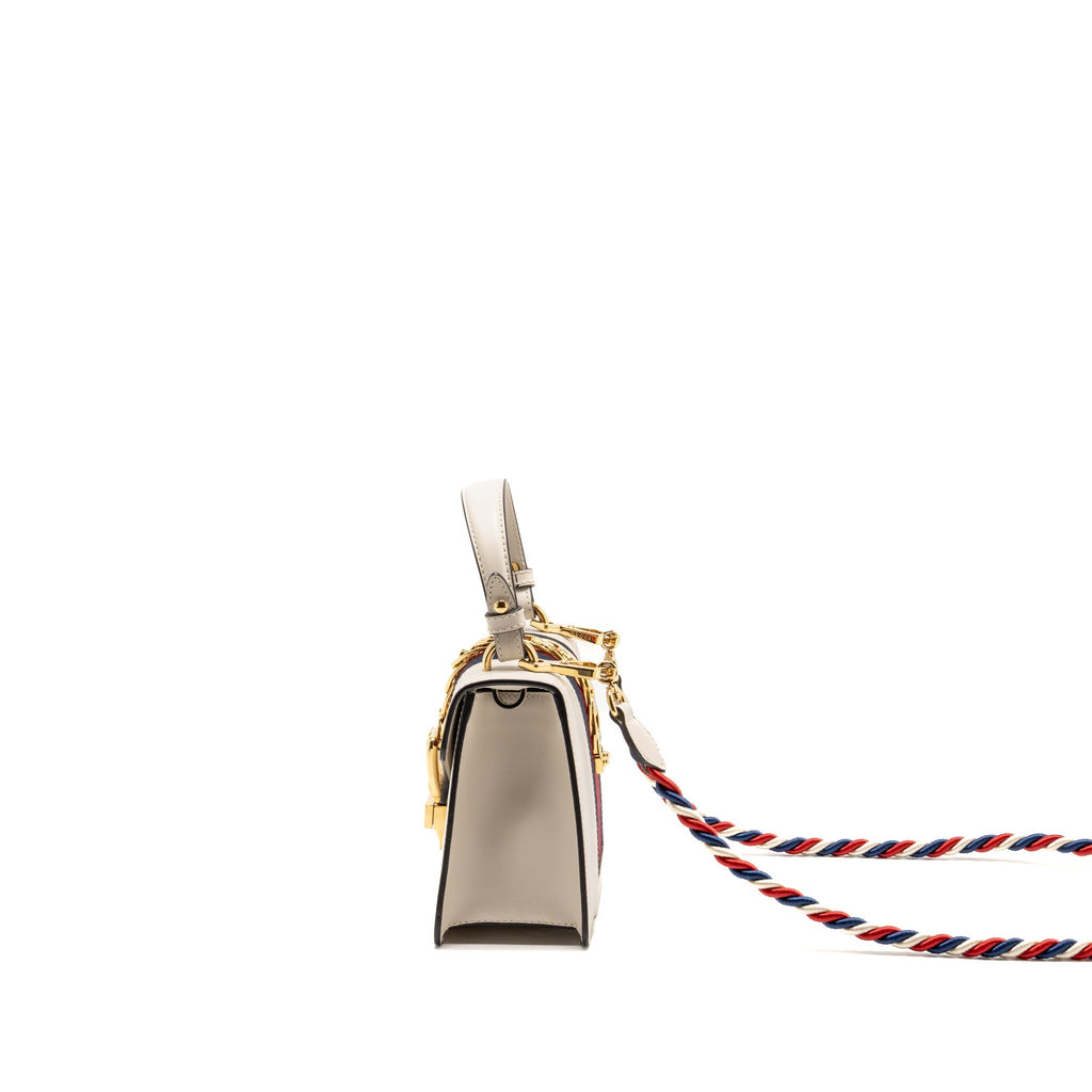 Gucci top handle mini Sylvie bag calfskin white GHW
