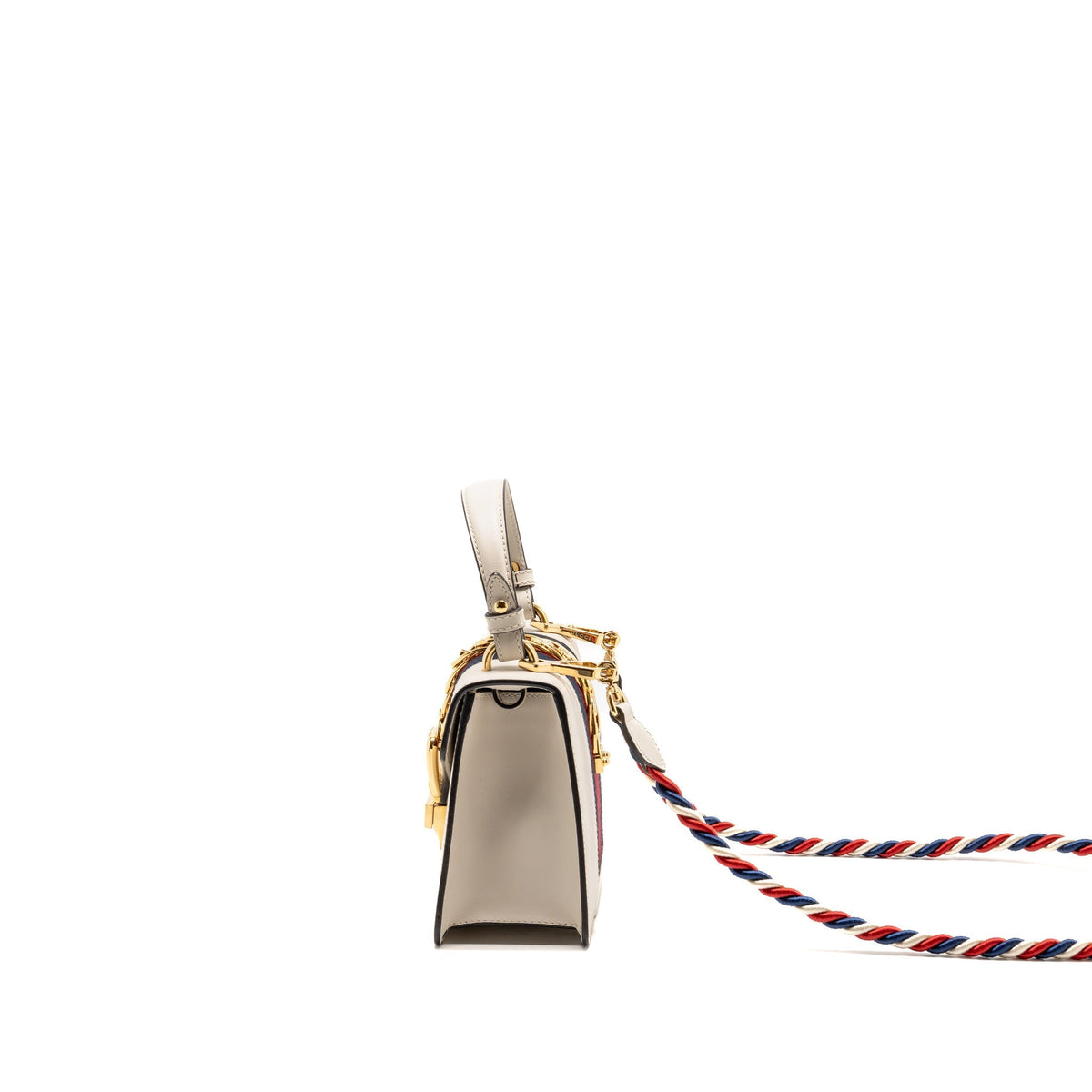 Gucci top handle mini Sylvie bag calfskin white GHW