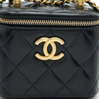 CHANEL 21A GOLD CRUSH MINI VANITY CASE CALFSKIN BLACK GHW