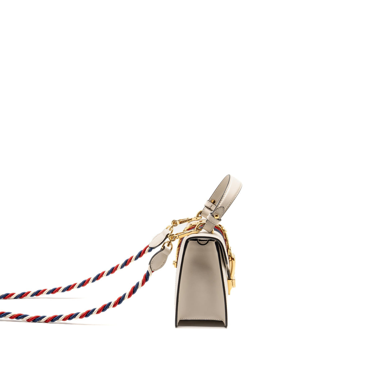 Gucci top handle mini Sylvie bag calfskin white GHW