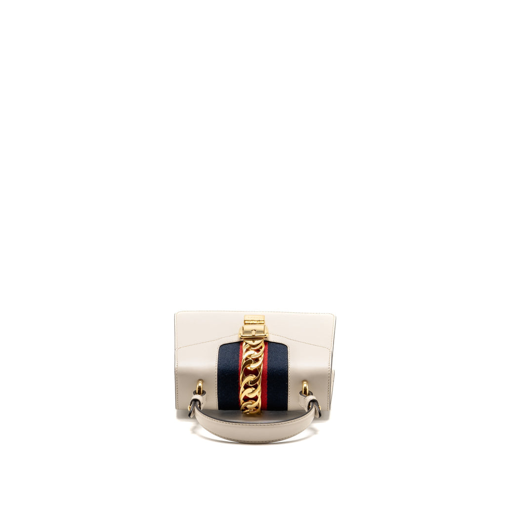 Gucci top handle mini Sylvie bag calfskin white GHW