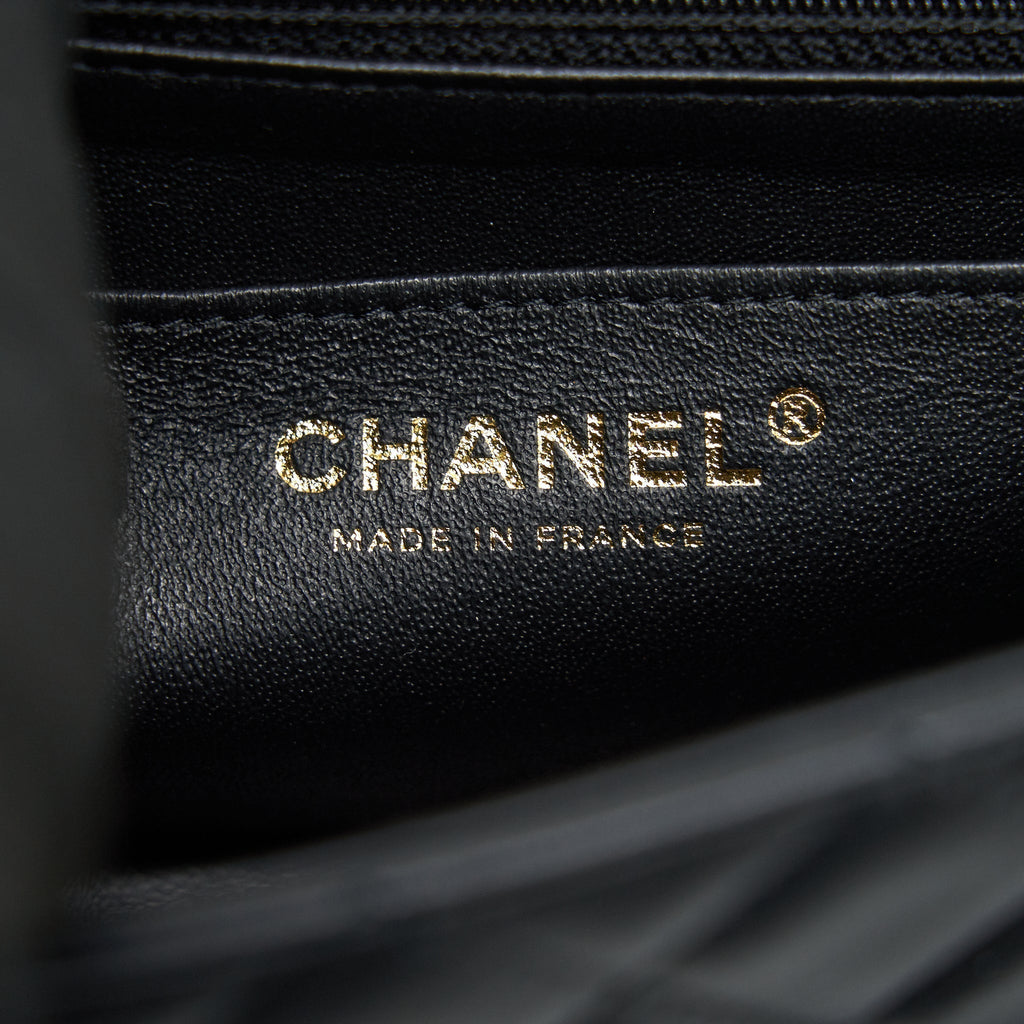 CHANEL MINI RECTANGULAR FLAP BAG BLACK LGHW SERIAL 30
