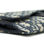DIOR SADDLE WALLET ON CHAIN BLUE OBLIQUE JACQUARD