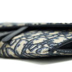 DIOR SADDLE WALLET ON CHAIN BLUE OBLIQUE JACQUARD