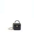 CHANEL TOP HANDLE MINI VANITY CASE LAMBSKIN BLACK GHW