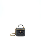 CHANEL TOP HANDLE MINI VANITY CASE LAMBSKIN BLACK GHW