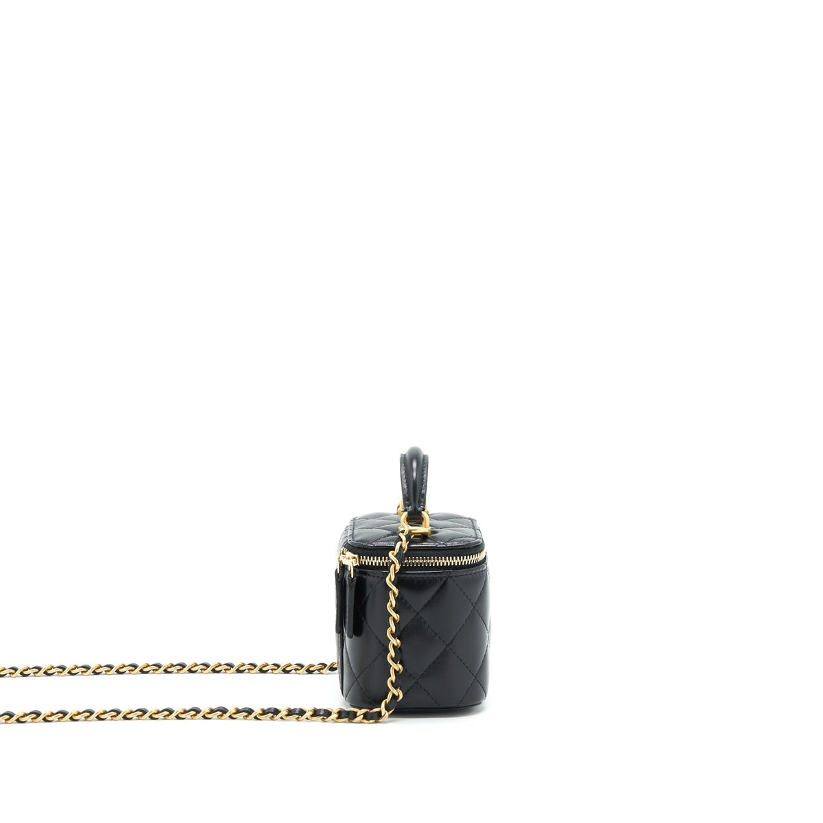 CHANEL TOP HANDLE MINI VANITY CASE LAMBSKIN BLACK GHW