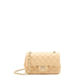 CHANEL MINI RECTANGULAR LAMBSKIN BEIGE LGHW(MICROCHIP)