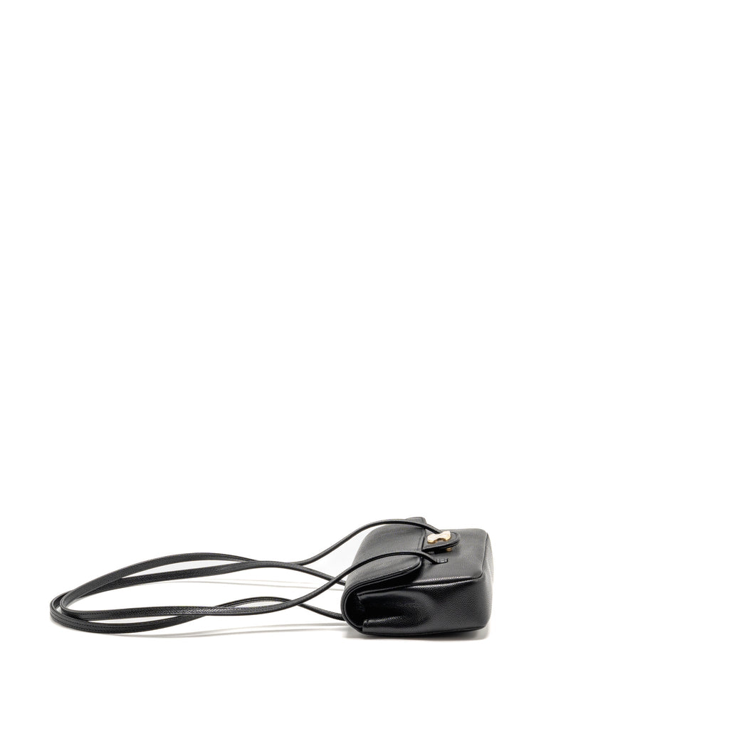 Chanel Preppy Coco Clutch with Leather Strap Grained Shiny Calfskin Black GHW (Microchip)