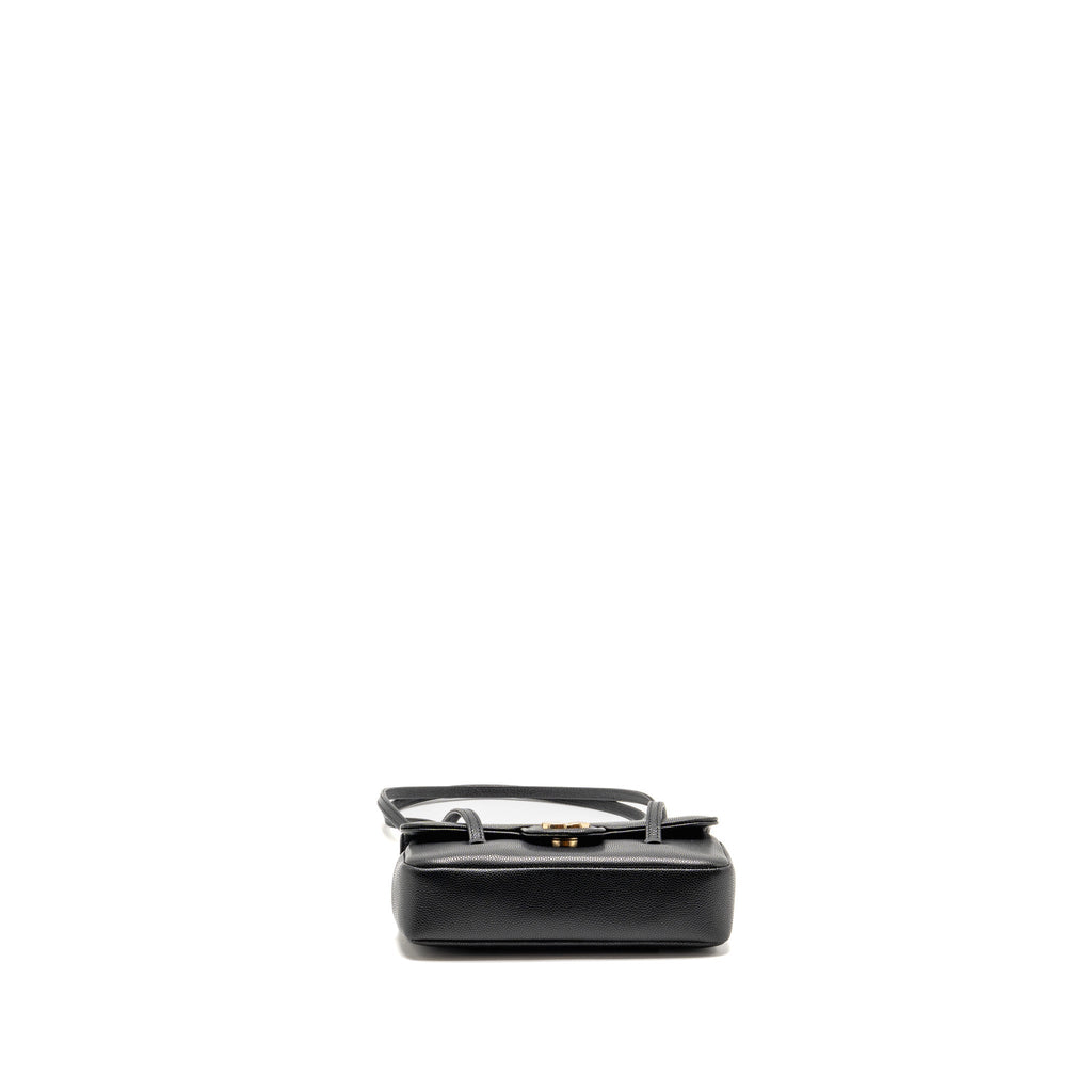 Chanel Preppy Coco Clutch with Leather Strap Grained Shiny Calfskin Black GHW (Microchip)