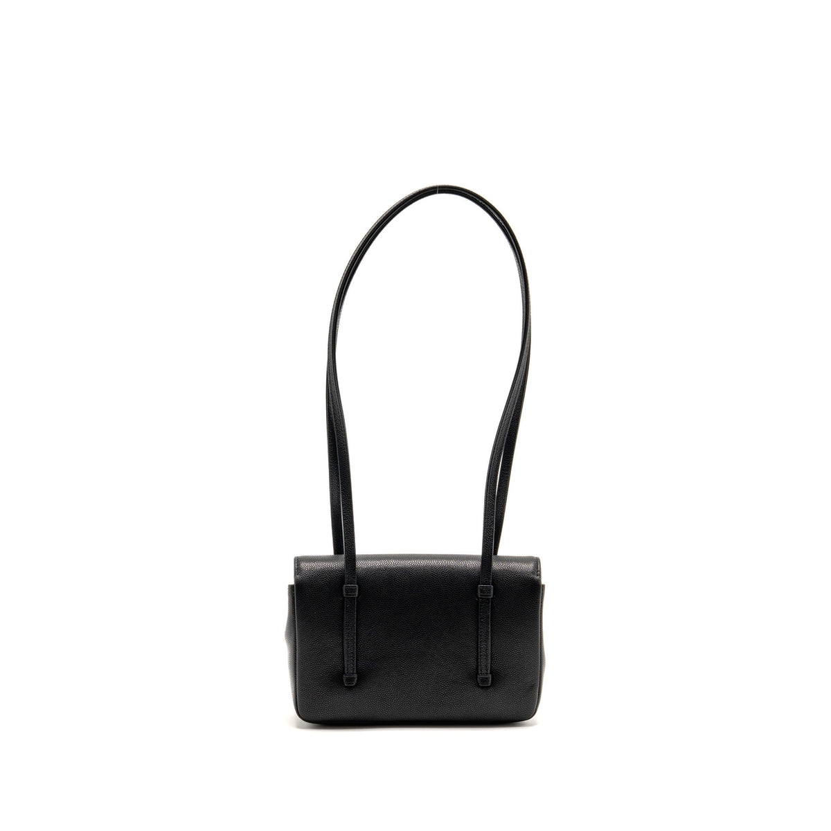 Chanel Preppy Coco Clutch with Leather Strap Grained Shiny Calfskin Black GHW (Microchip)