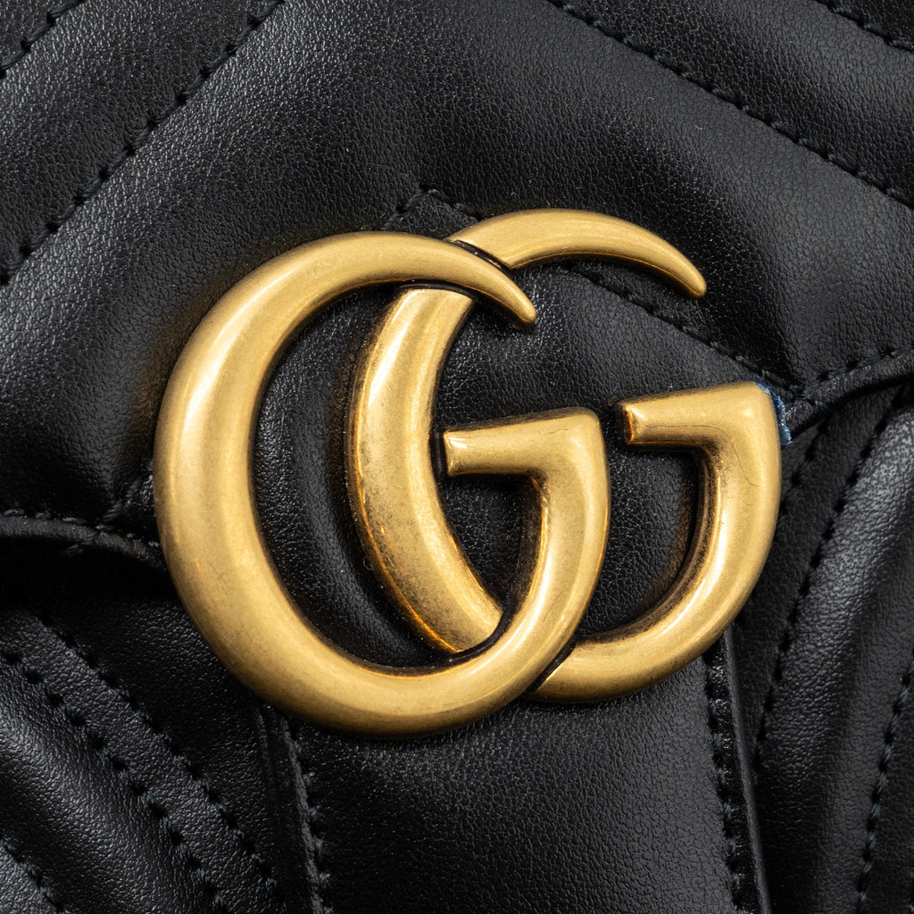 GUCCI MINI GG MARMONT MATELASSE BAG LEATHER BLACK GHW