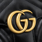 GUCCI MINI GG MARMONT MATELASSE BAG LEATHER BLACK GHW