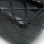CHANEL MINI RECTANGULAR FLAP BAG WITH BAG CHARMS GIANT CHAINS LAMBSKIN BLACK GHW