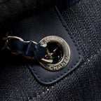 CHANEL DEAUVILLE TOTE BAG DENIM/CALFSKIN DARK BLUE SHW