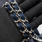 CHANEL DEAUVILLE TOTE BAG DENIM/CALFSKIN DARK BLUE SHW