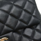 CHANEL MINI RECTANGULAR FLAP BAG WITH BAG CHARMS GIANT CHAINS LAMBSKIN BLACK GHW